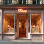 Vitrine d'une boutique de parfum vintage à Paris dans les années 80