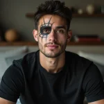 Homme avec maquillage spiderweb sur le visage